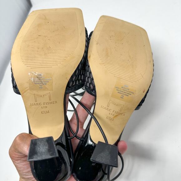 NEW Marc Fisher Dallyn Blk Leather Ankle Strap Slide Sandals Size 6.5 MSRP $150 - Picture 10 of 11